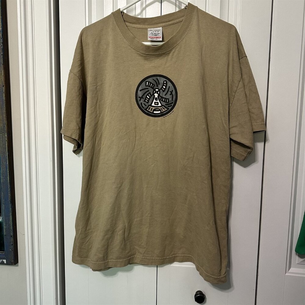 Screen Stars T Shirt Mens Nik Nak Holland Windmill Graphic Beige XL